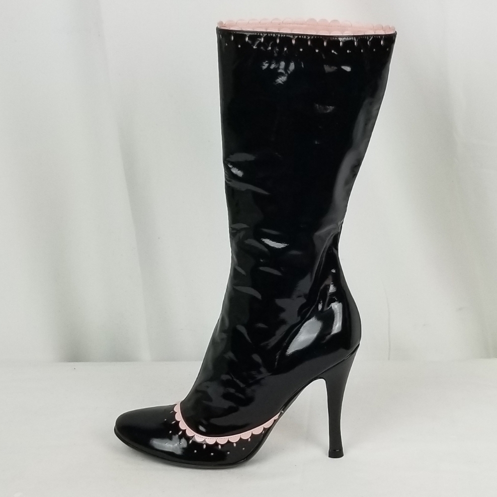 Casadei Black Patent Heels Mid Boots size 38